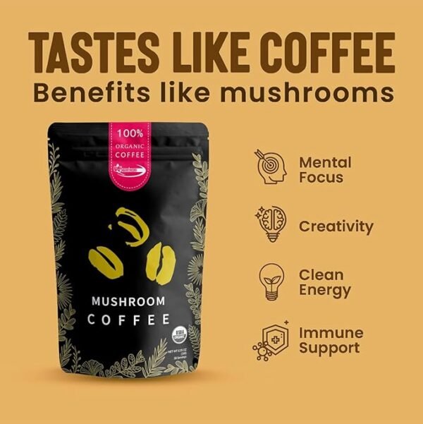 YIQIAOHUI-Mushroom Coffee Organic,Instant Coffee,Boosted Immunity,Enhanced Focus,Improved Energy,Premium Coffee Beans With Cordyceps,Lion’s Mane,Turkey Tail &Other,Silky texture and better flavor 30 servings - Image 6