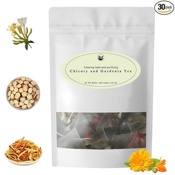 YIQIAOHUI-Natural Organic Dandelion Tea | Chicory and Gardenia Tea Bags | Supports Kidney | Liver Health | Natural Organic Blend with Licorice | Chrysanthemum | Orange Peel & More | 150g, (30 Tea Bags）