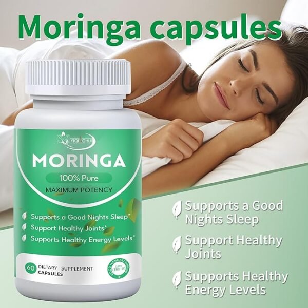 YIQIAOHUI-Moringa Capsules | Pure Moringa Powder Capsules | Energy and Gut Support | 800mg Pure Natural Organic Moringa | Rich in Various Vitamins and Amino Acids | 60 Capsules - Image 2
